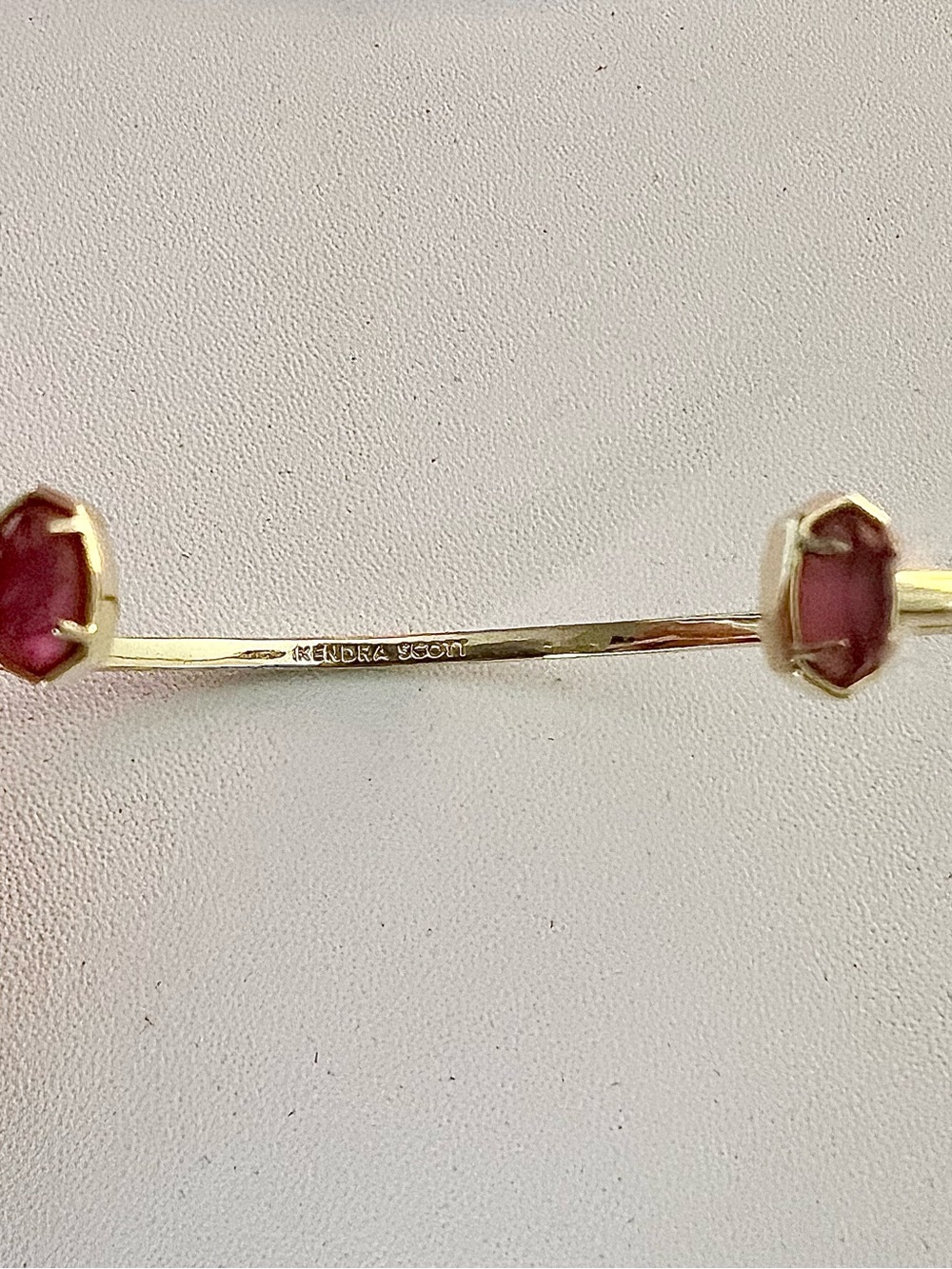 Kendra Scott Gold adjustable Cuff Bracelet with Pink Faceted Stones